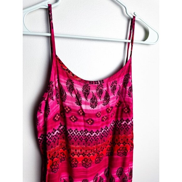 Vintage 90s No Boundaries Pink Tie Waist Colorful Aztec Printed Maxi Dress small - Picture 2 of 9